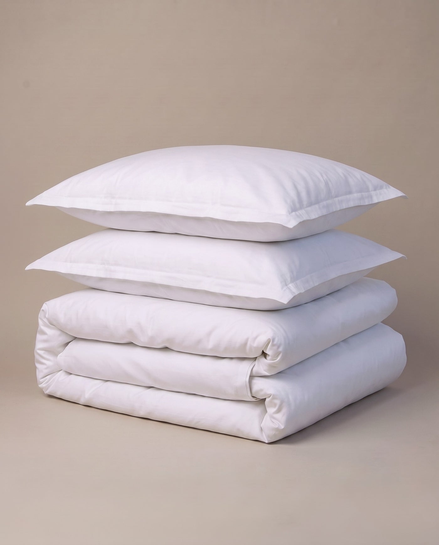 White Supima at an angle — the drape of the weave.